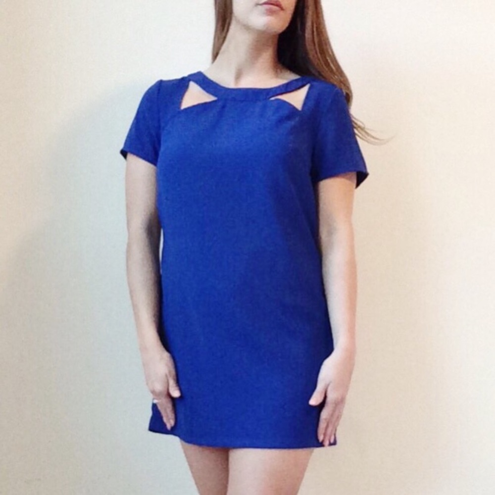 ❇️3/$30❇️ TOBI Blue Dress With Cut Outs & Deep V Back
